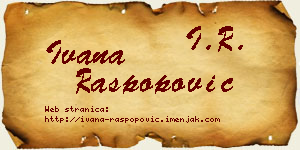 Ivana Raspopović vizit kartica